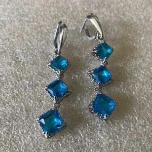 Silver blue topaz earrings